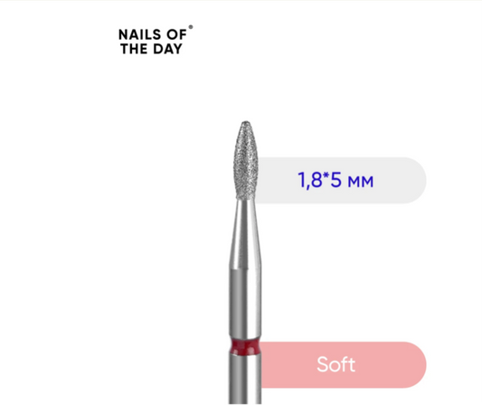Nailsoftheday Diamantfräser „Drop“ – Rot, 1,8×5 mm (Soft)