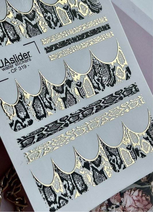 Nagel-Slider CF_319 – Snake Print mit Goldfolie