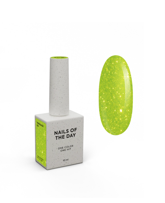 NAILS OF THE DAY – Gel Polish “PARADISE 06”
Farbe: Neon Lemon Glitzer | 10 ml
