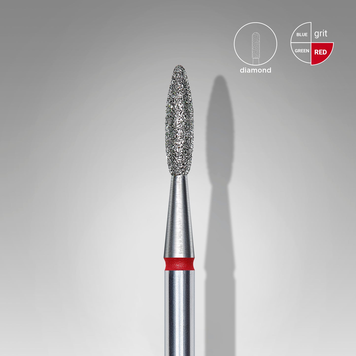 Diamantfräse "Flamme" rot, Durchmesser 2.1 mm / Arbeitsteil 8 mm