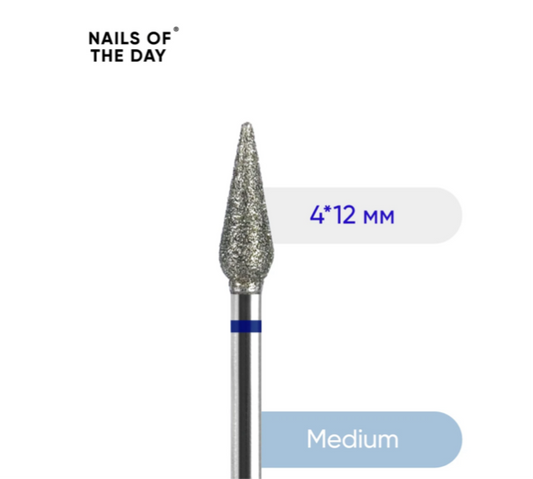 Nailsoftheday Diamantfräser „Möhre“ – Blau, 4×12 mm (Medium)