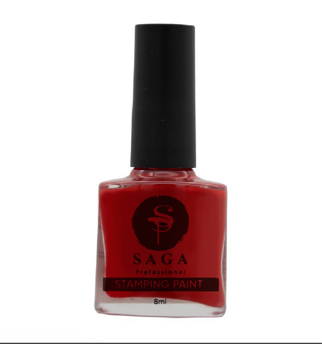 SAGA PROFESSIONAL Stempellack Nr. 28 – klassisches Signalrot mit Schwitzschicht, 8 ml