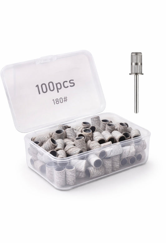 Schleifkappen 180 Grit mit Mandrel – 100 Stück