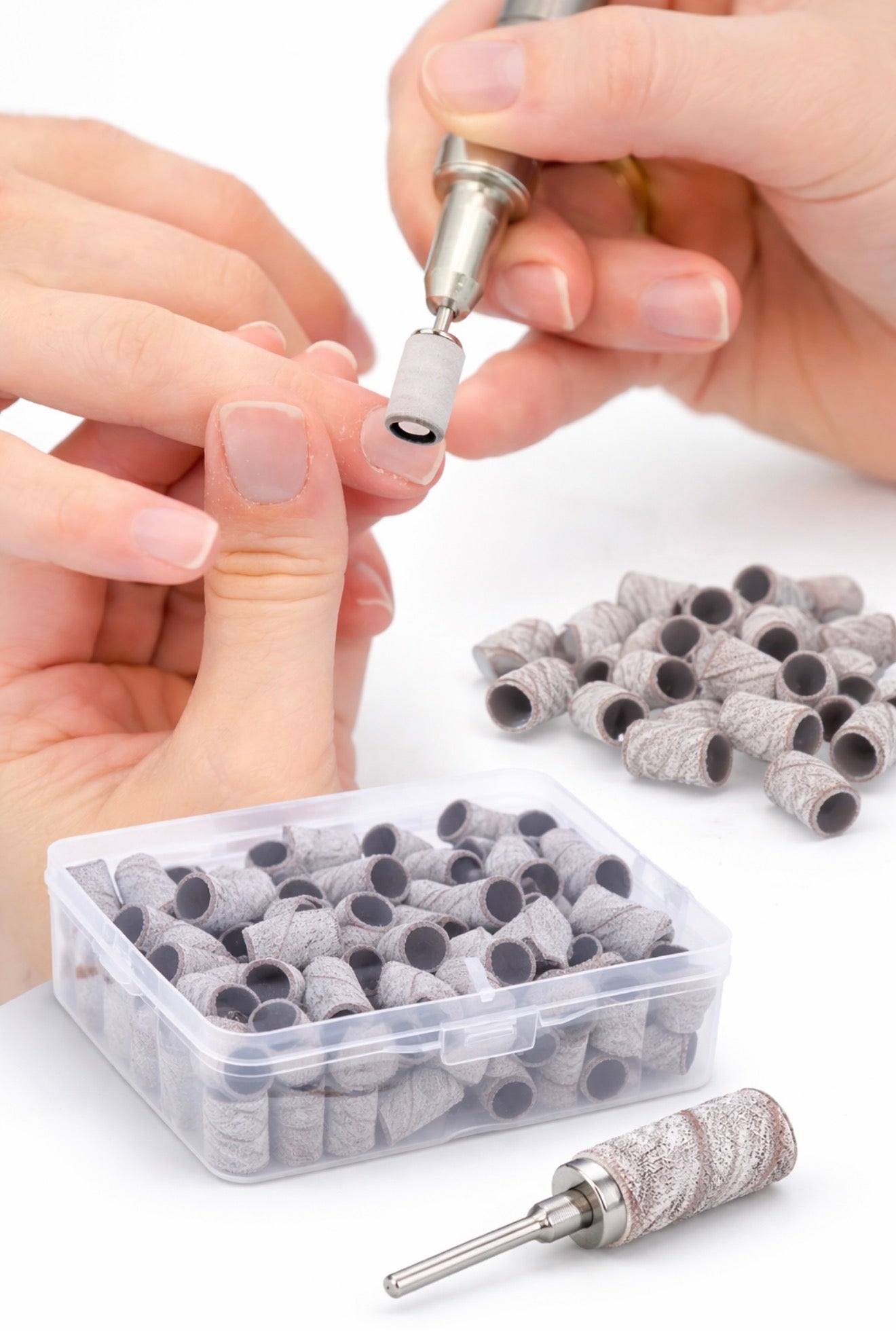 Schleifkappen 180 Grit mit Mandrel – 100 Stück
