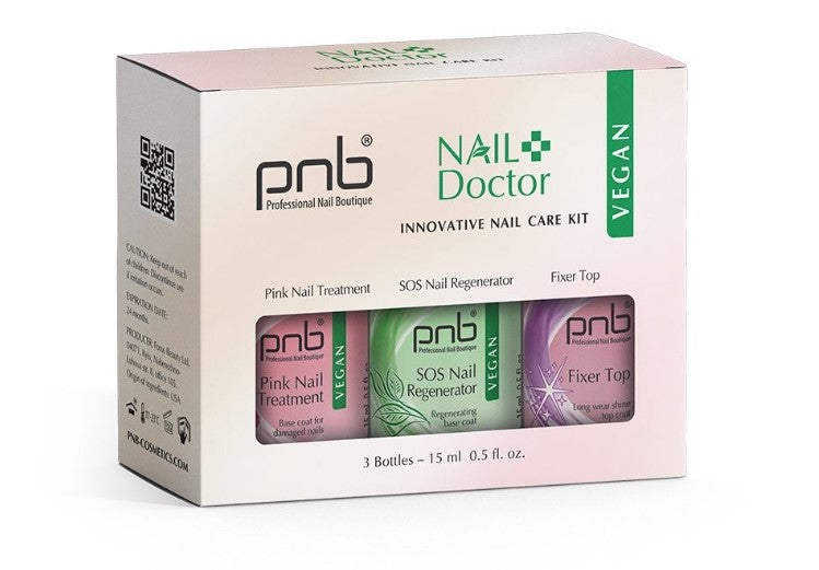 PNB Nail Doctor Set (Nagelüberlack 15 ml + Nagelbehandlung 15 ml + Nagellack-Basis 15 ml)