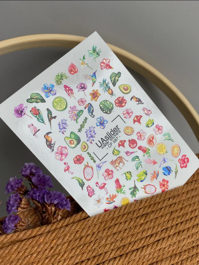 Slider-Design CF 587 | Wasser-Decals mit Goldakzenten | Tropical & Botanical Mix