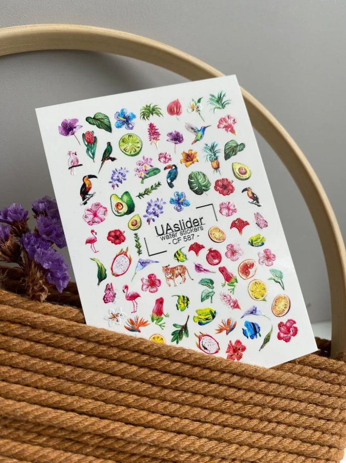 Slider-Design CF 587 | Wasser-Decals mit Goldakzenten | Tropical & Botanical Mix