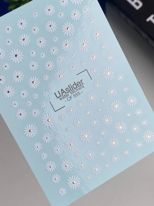 Slider-Design CF 555 | Wasser-Decals mit Goldfolie | Mini Gänseblümchen