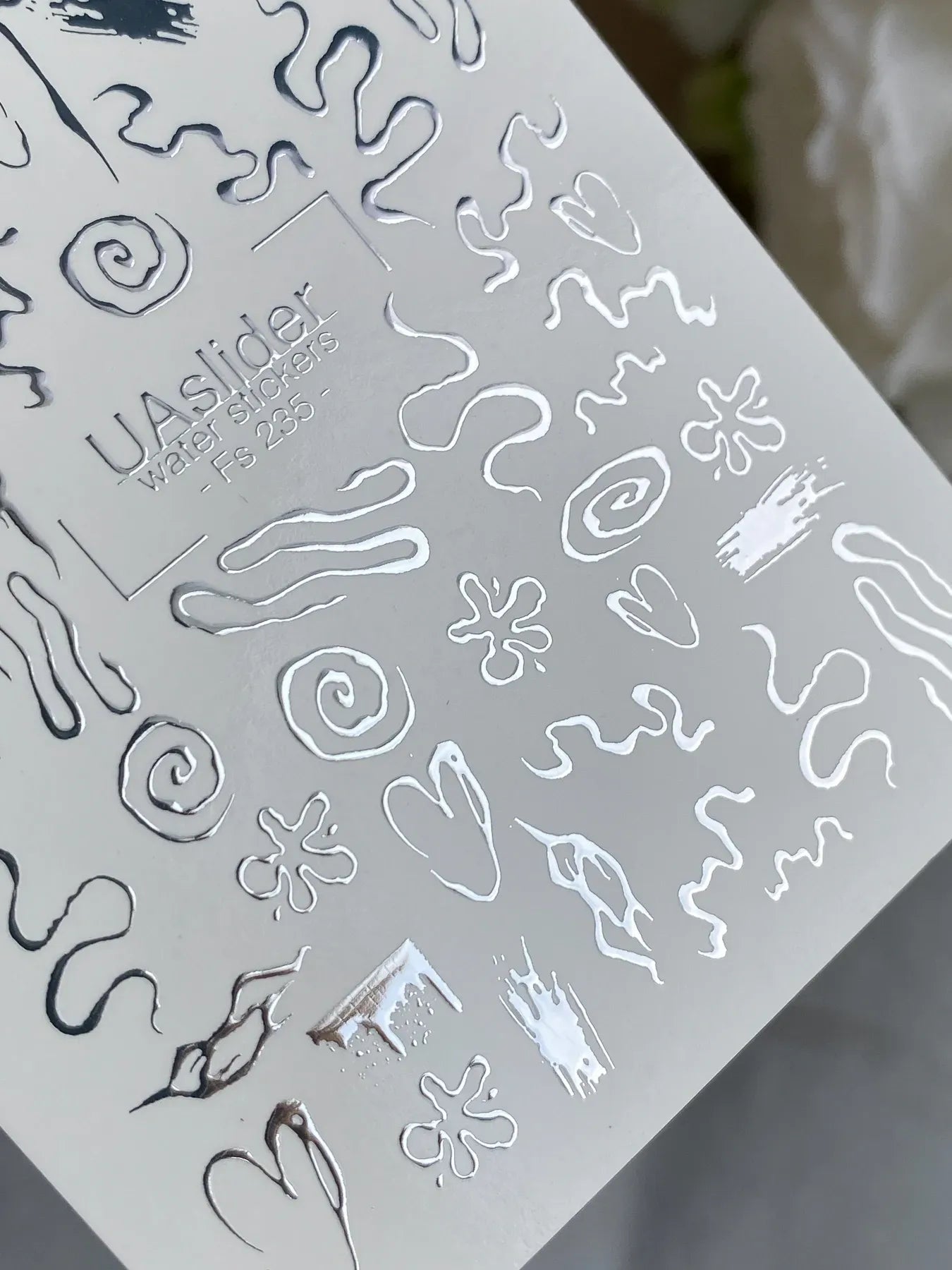 Slider-Design FS 235 | Water Stickers mit Silberfolie | Abstract Lines & Shapes