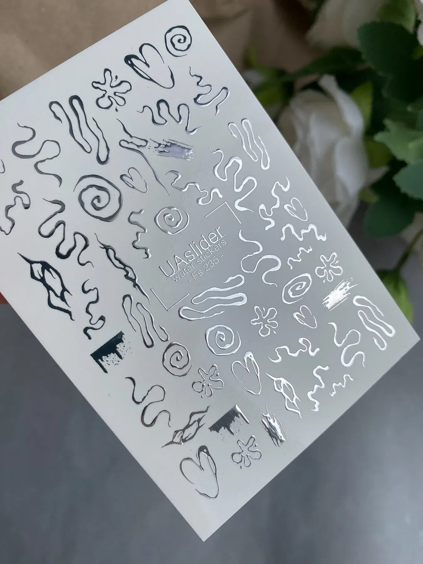 Slider-Design FS 235 | Water Stickers mit Silberfolie | Abstract Lines & Shapes