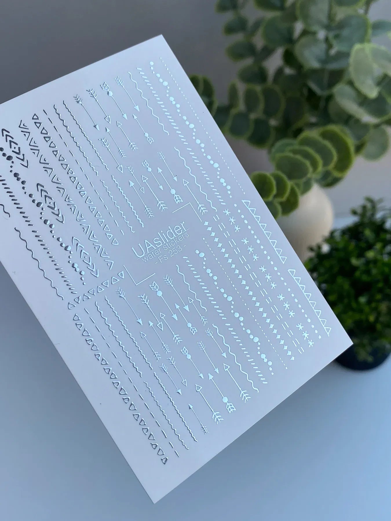 Slider-Design FS 253 | Wasser-Decals mit Silberfolie | Geometrische Linien & Pfeile