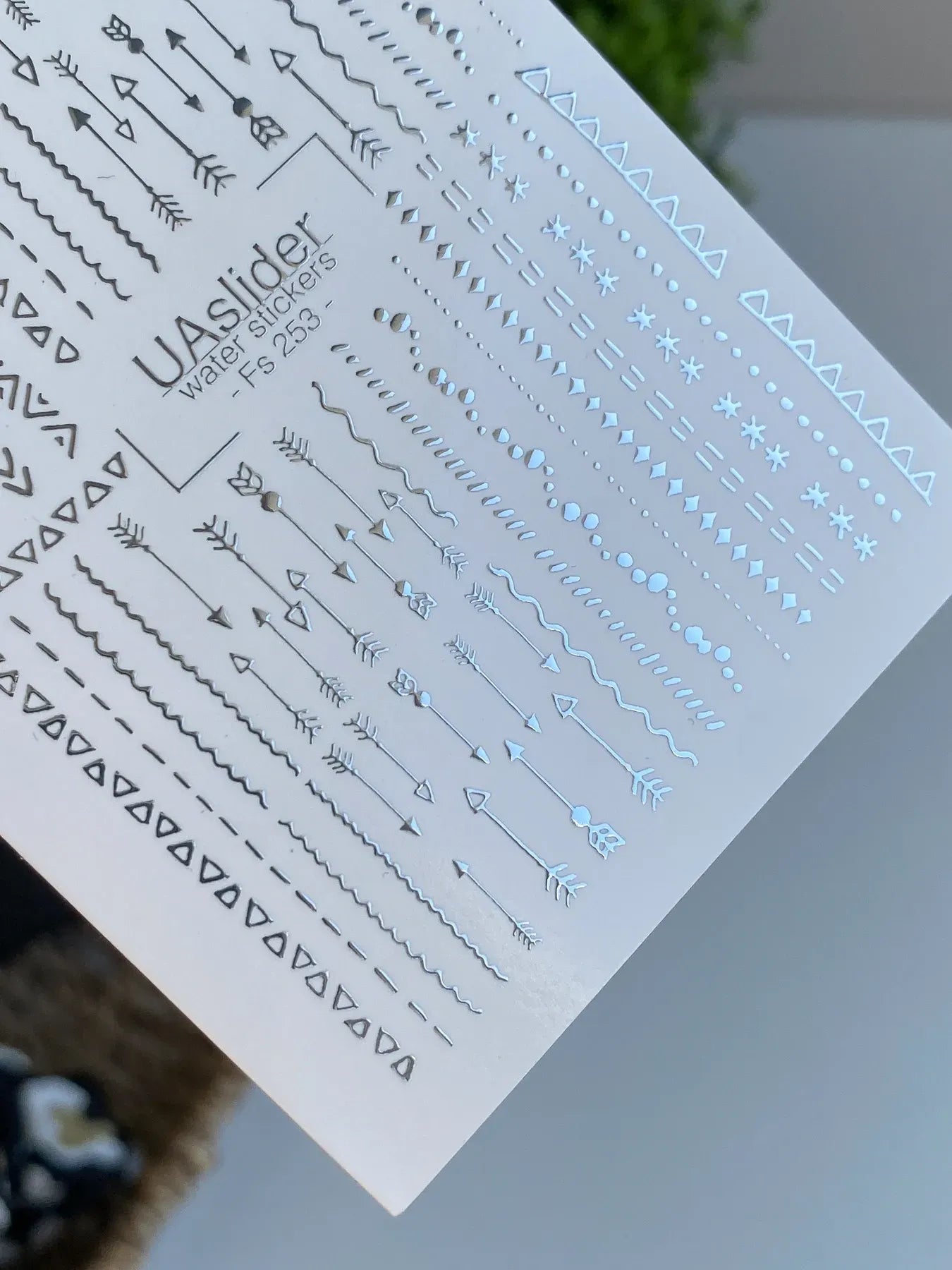 Slider-Design FS 253 | Wasser-Decals mit Silberfolie | Geometrische Linien & Pfeile