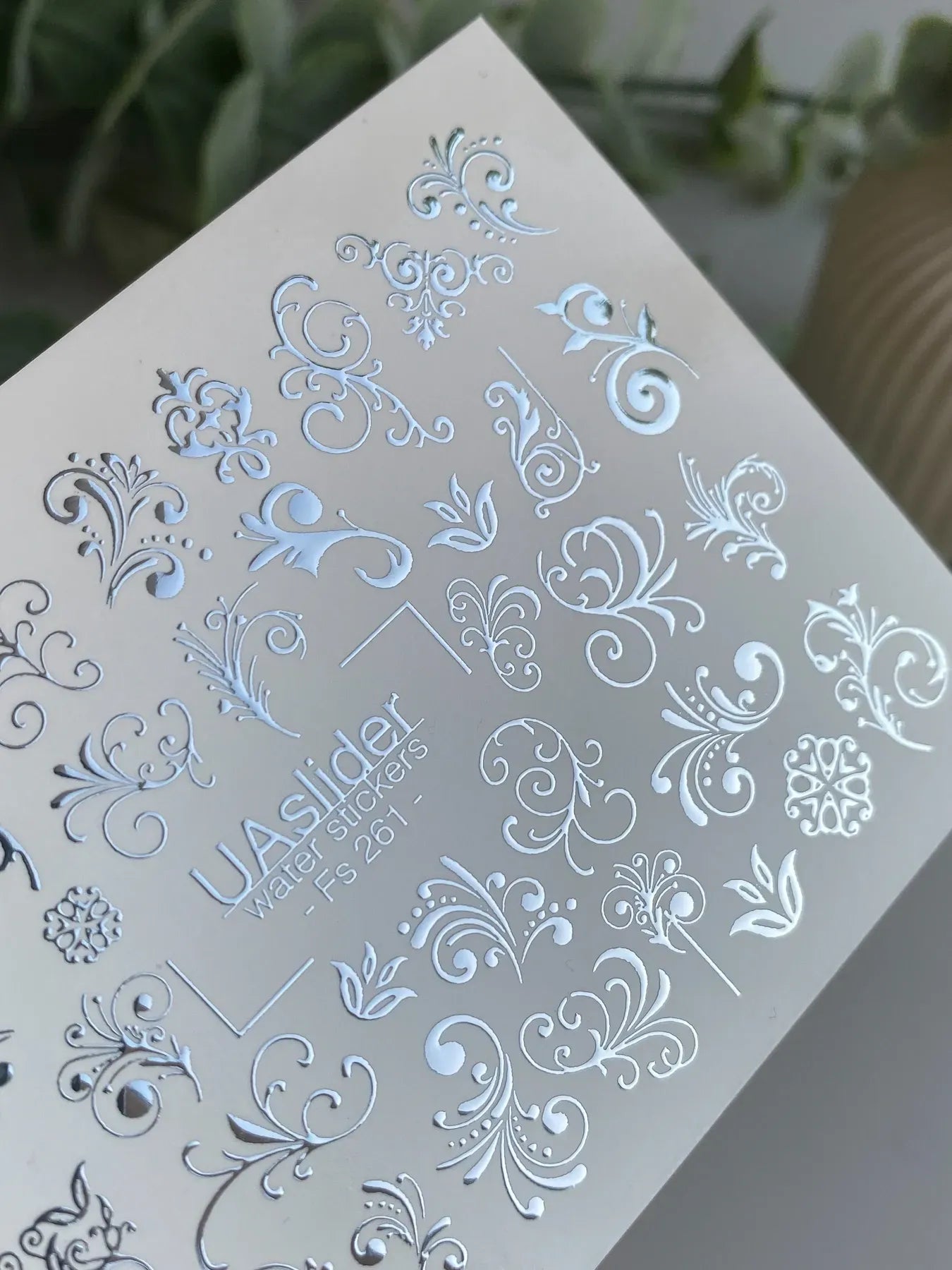 Slider-Design FS 261 | Wasser-Decals mit Silberfolie | Barocke Ornamente & Filigrane Schnörkel