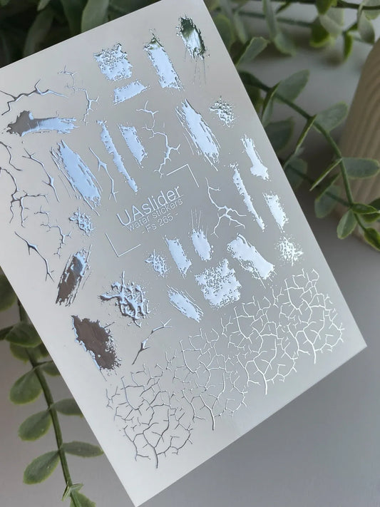 Slider-Design FS 265 | Wasser-Decals mit Silberfolie | Texturen, Risse & Brush-Effekte