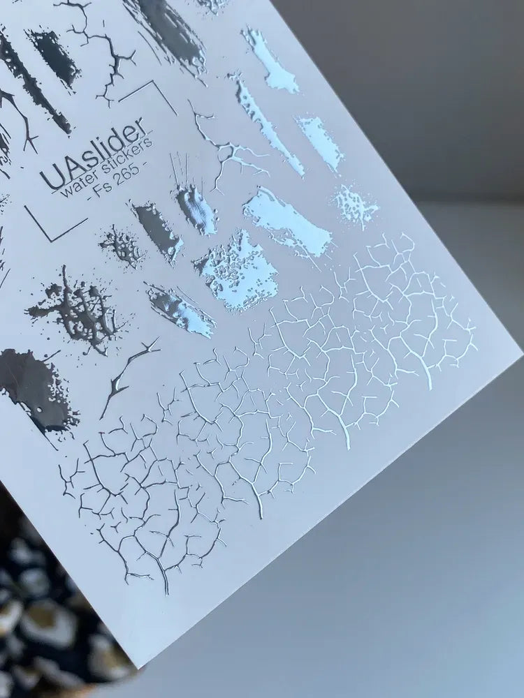 Slider-Design FS 265 | Wasser-Decals mit Silberfolie | Texturen, Risse & Brush-Effekte