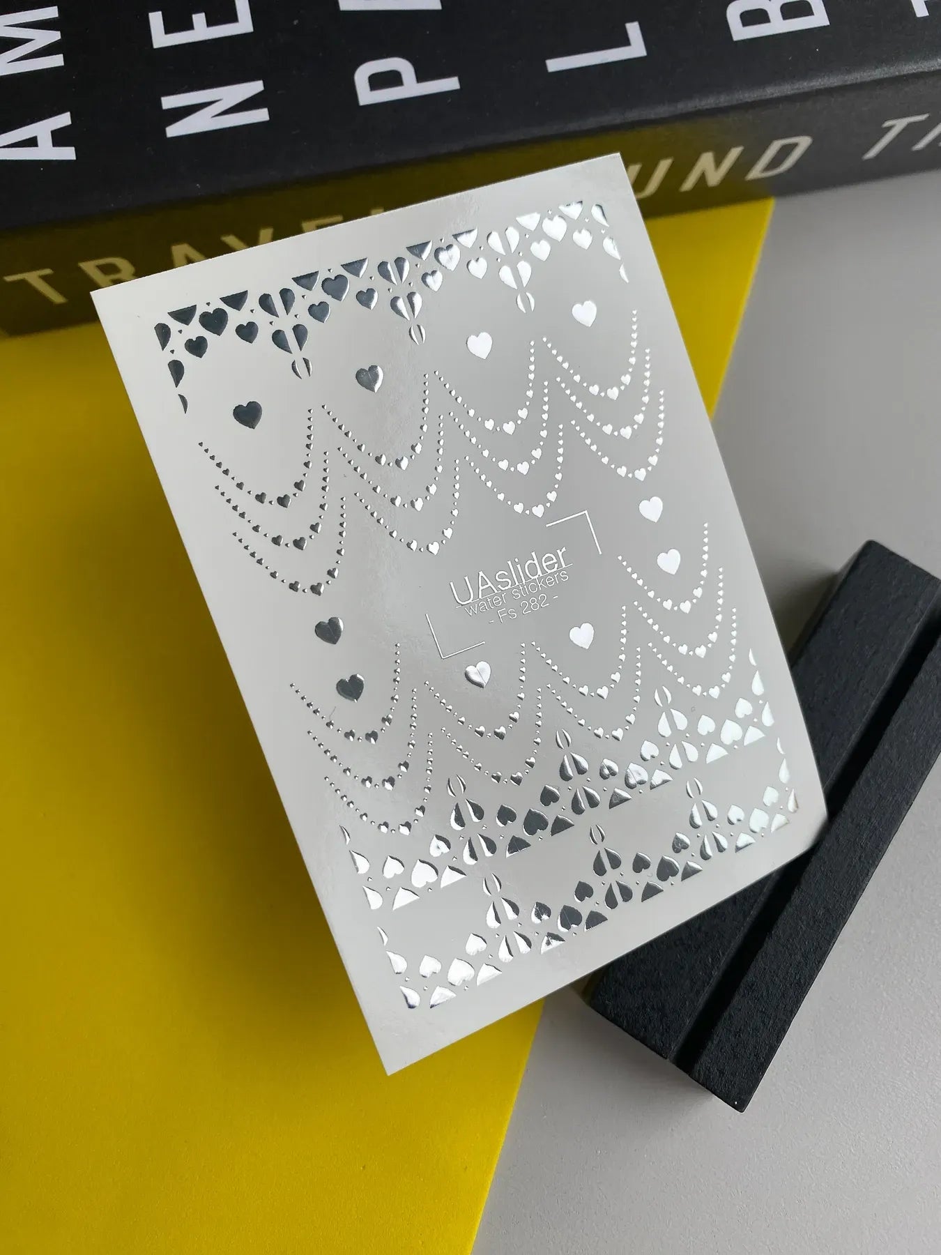 Slider-Design FS 282 | Wasser-Decals mit Silberfolie | Herzketten & Zarte Akzente