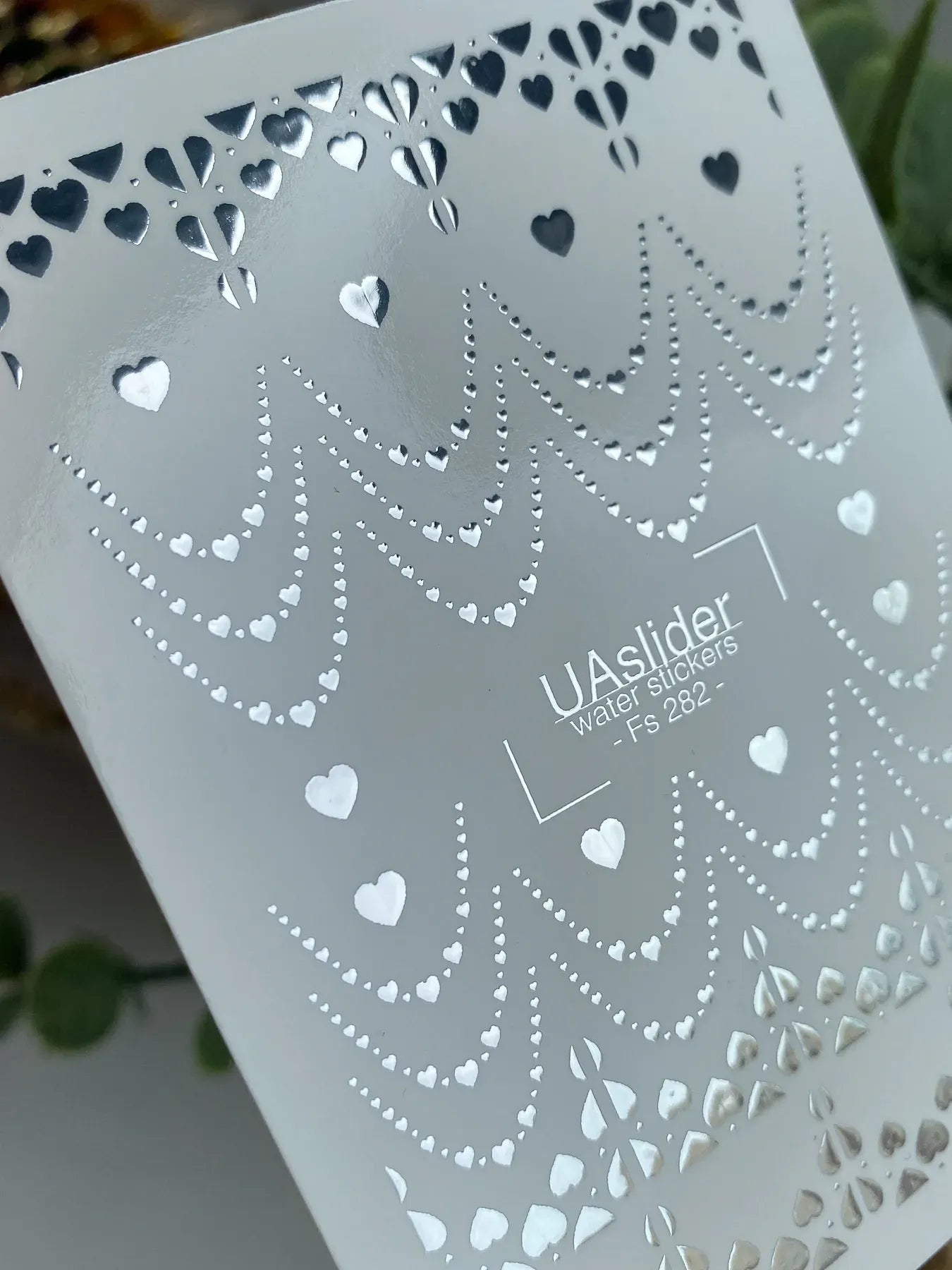 Slider-Design FS 282 | Wasser-Decals mit Silberfolie | Herzketten & Zarte Akzente