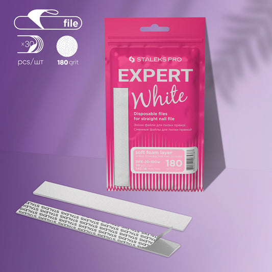 Weiße Einwegfeilen für gerade Nagelfeile Soft EXPERT 20 (30 Stück)