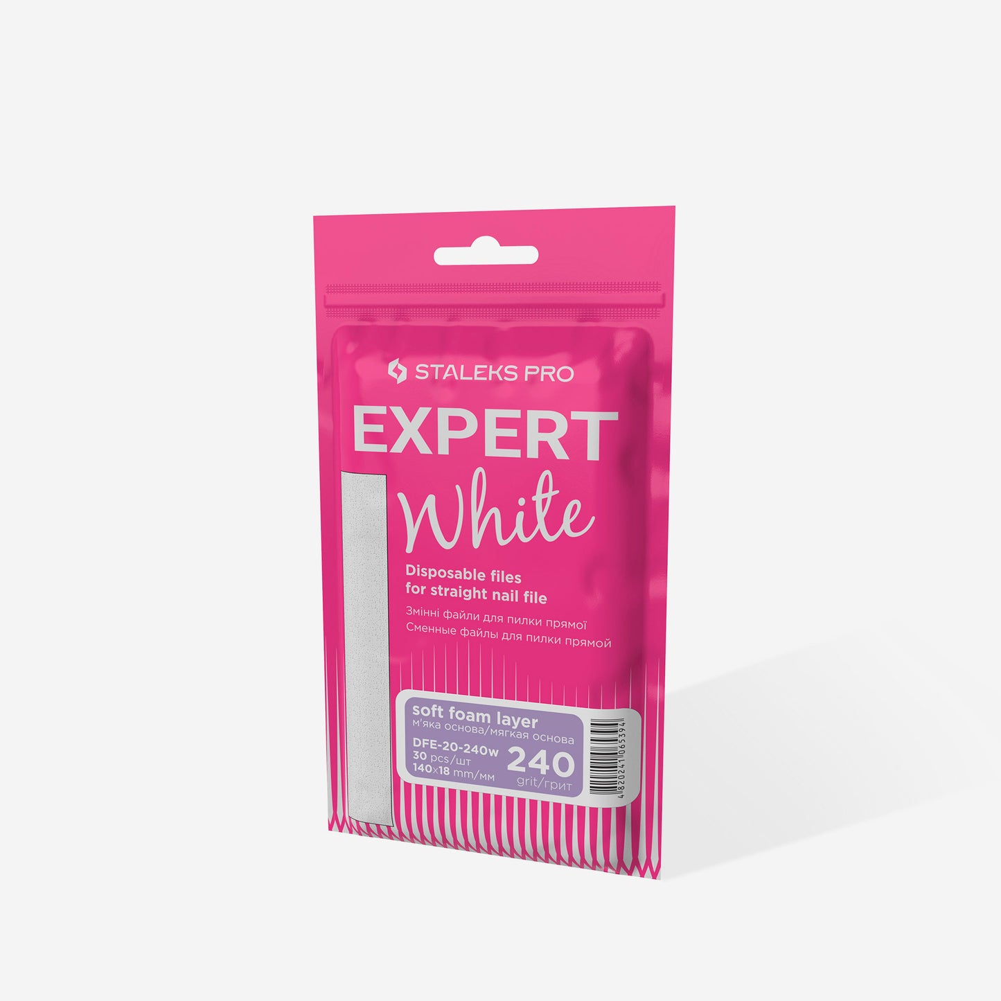 Weiße Einwegfeilen für gerade Nagelfeile Soft EXPERT 20 (30 Stück)
