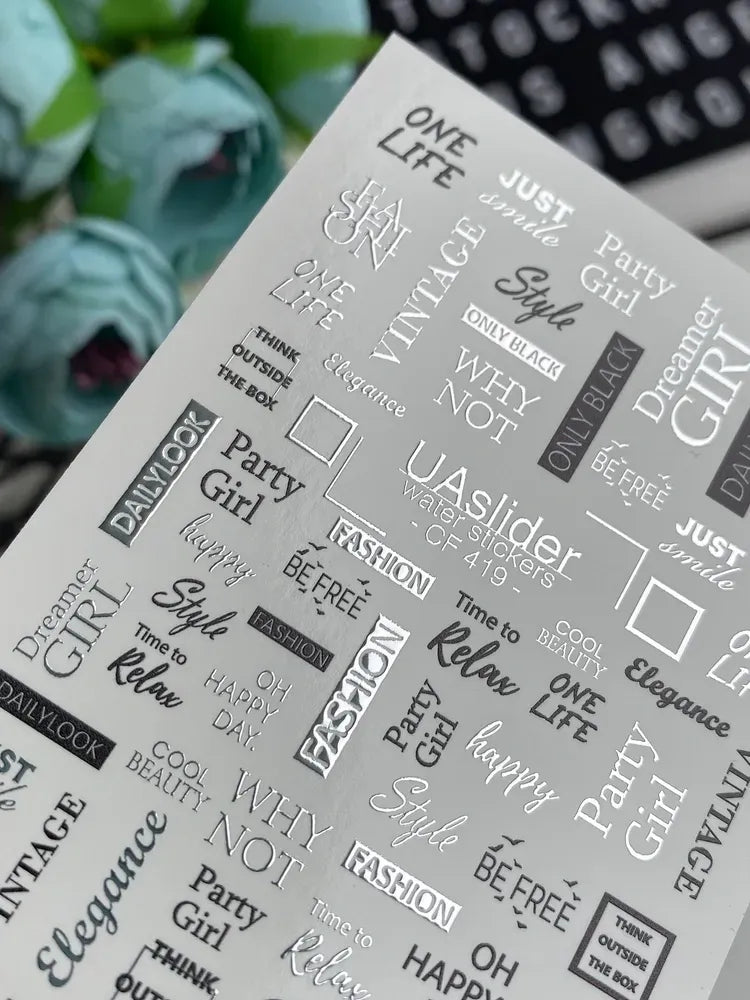 Slider-Design CF 419 | Wasser-Decals mit Foil-Effekt | Fashion Typography & Quotes