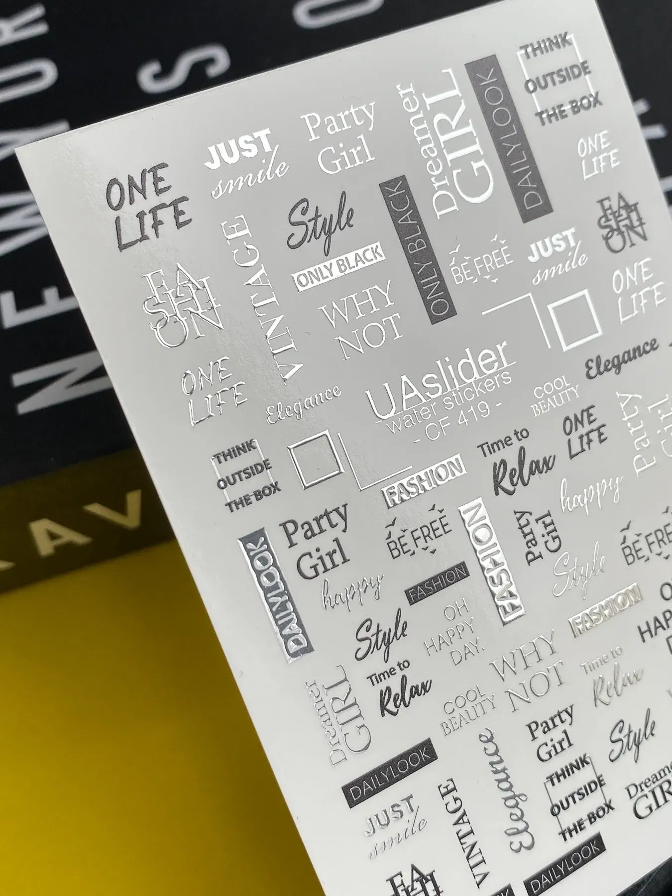 Slider-Design CF 419 | Wasser-Decals mit Foil-Effekt | Fashion Typography & Quotes