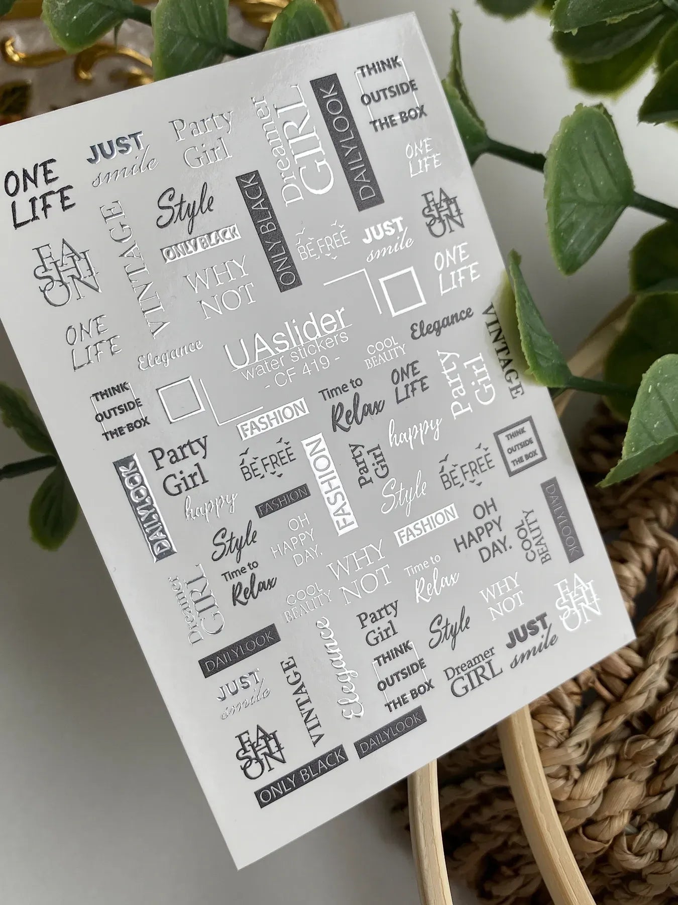 Slider-Design CF 419 | Wasser-Decals mit Foil-Effekt | Fashion Typography & Quotes