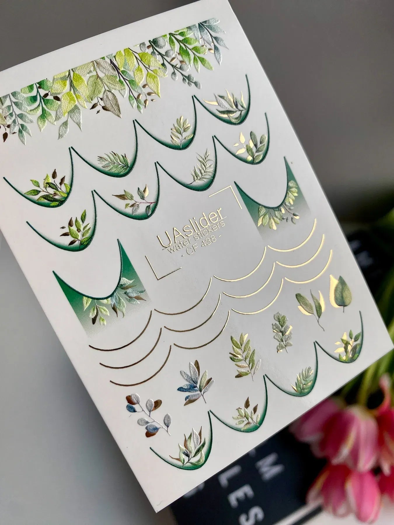 Slider-Design CF 438 | Wasser-Decals mit Goldfolie | Green Botanical French