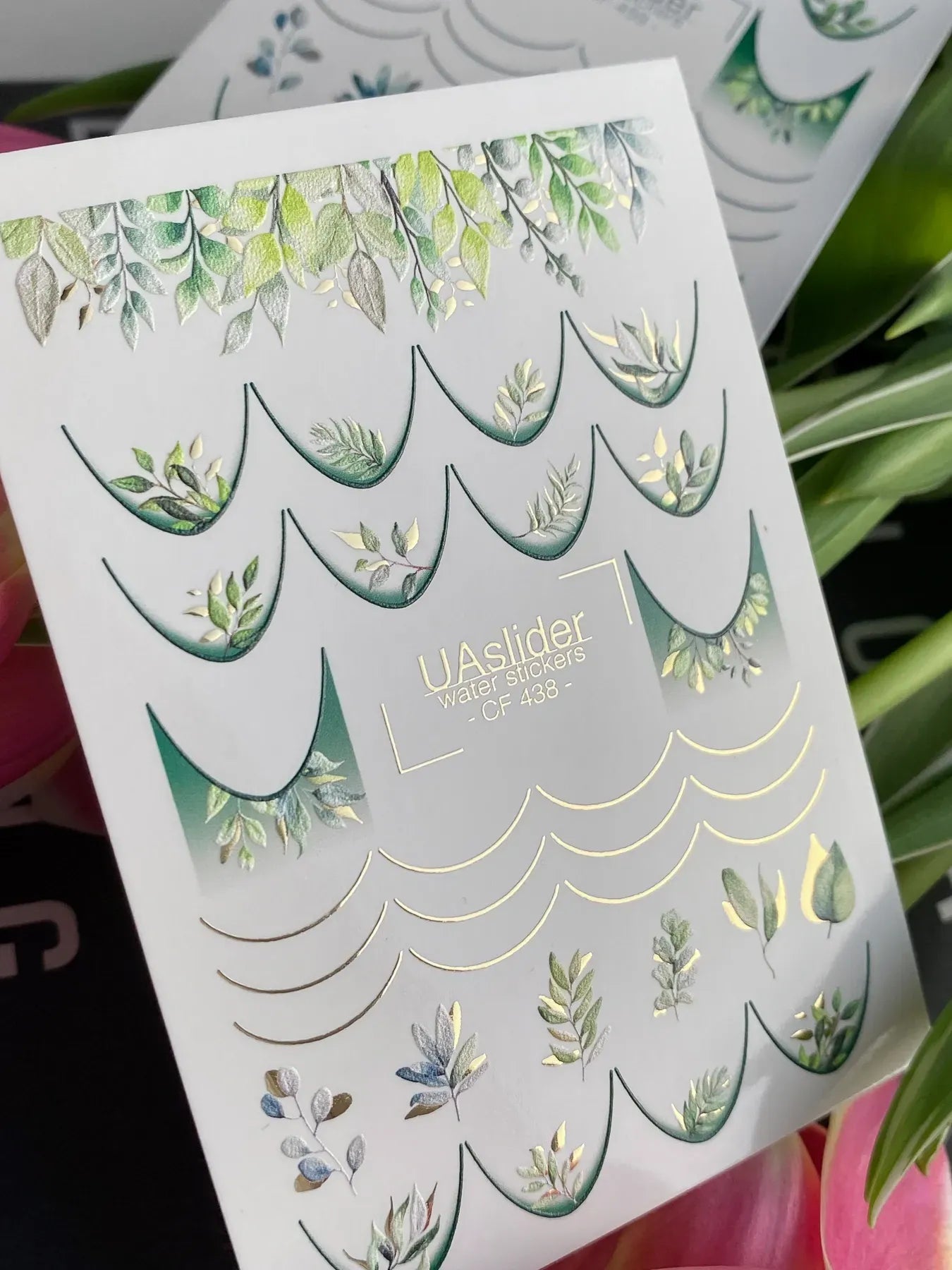 Slider-Design CF 438 | Wasser-Decals mit Goldfolie | Green Botanical French