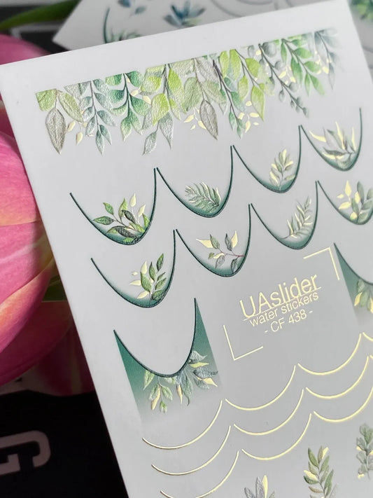Slider-Design CF 438 | Wasser-Decals mit Goldfolie | Green Botanical French