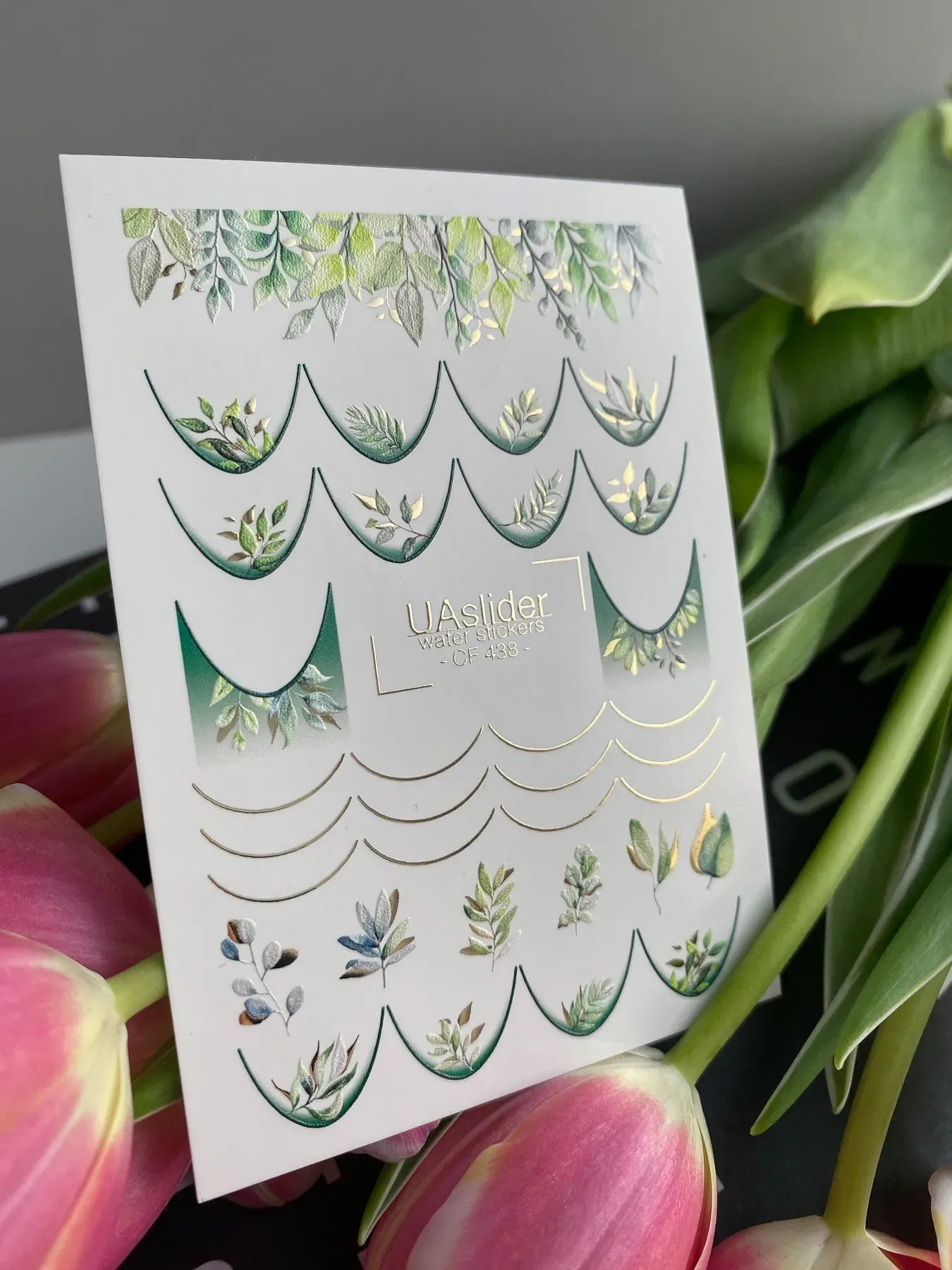 Slider-Design CF 438 | Wasser-Decals mit Goldfolie | Green Botanical French