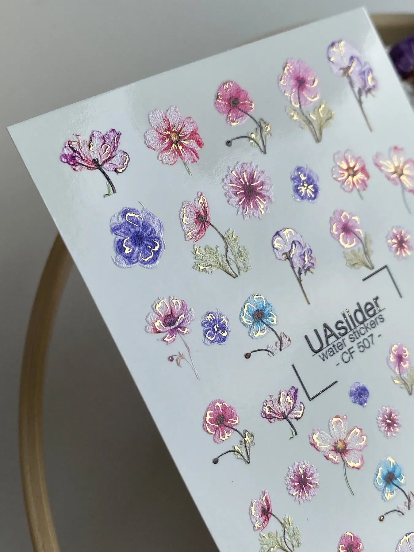 Slider-Design CF 507 | Wasser-Decals mit Goldfolie | Pastellblüten & Fine Florals