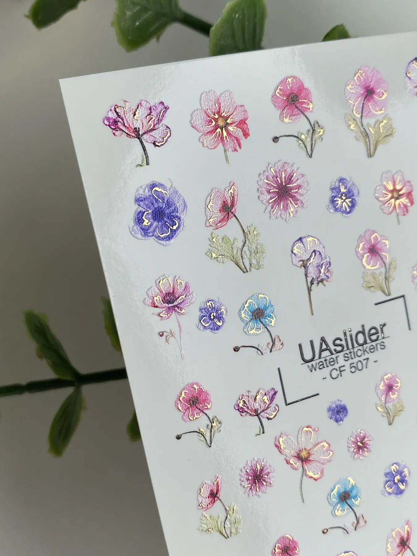 Slider-Design CF 507 | Wasser-Decals mit Goldfolie | Pastellblüten & Fine Florals
