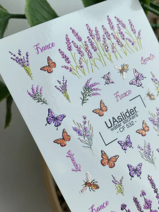 Slider-Design CF 532 | Wasser-Decals mit Goldfolie | Lavender & Provence