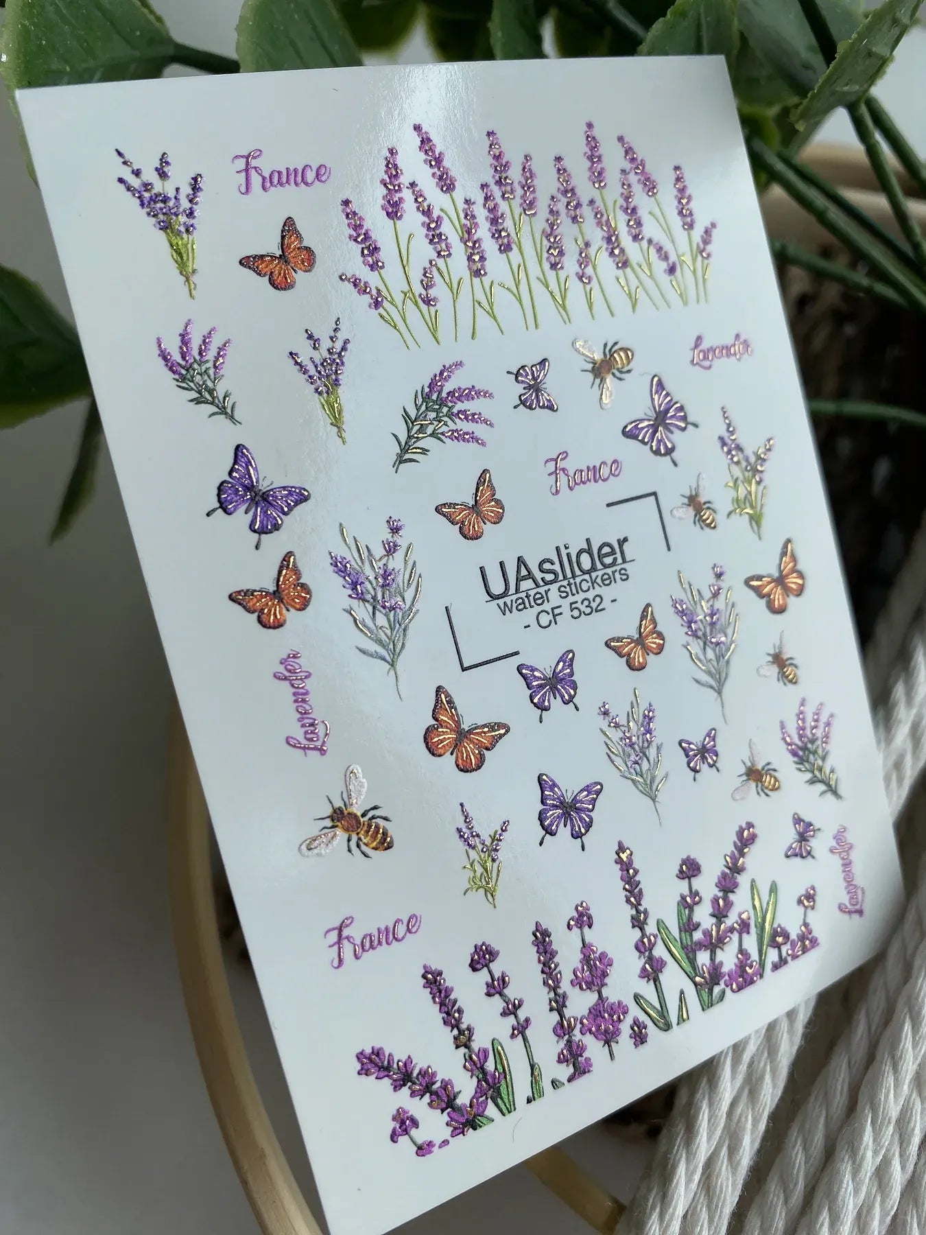 Slider-Design CF 532 | Wasser-Decals mit Goldfolie | Lavender & Provence