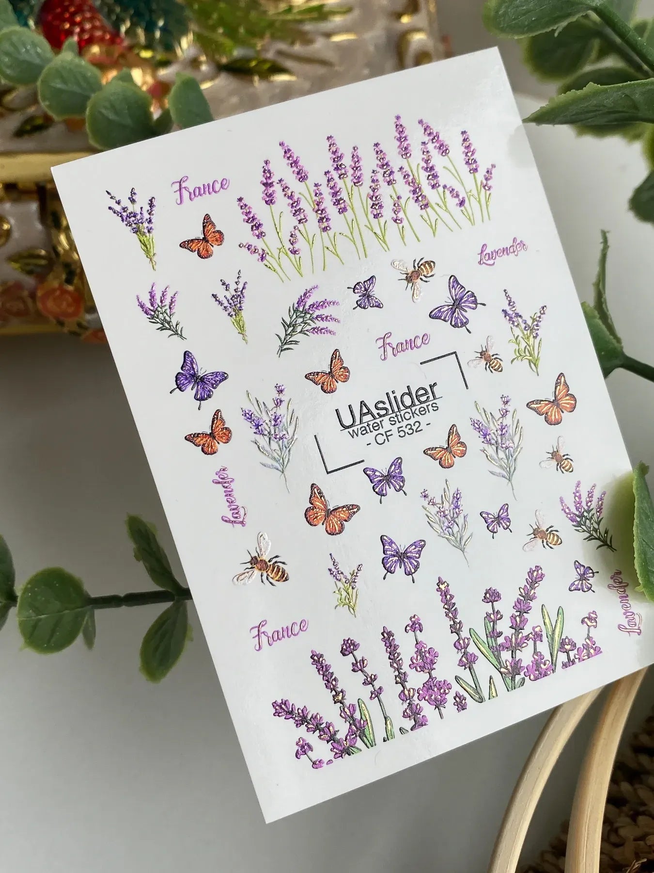 Slider-Design CF 532 | Wasser-Decals mit Goldfolie | Lavender & Provence