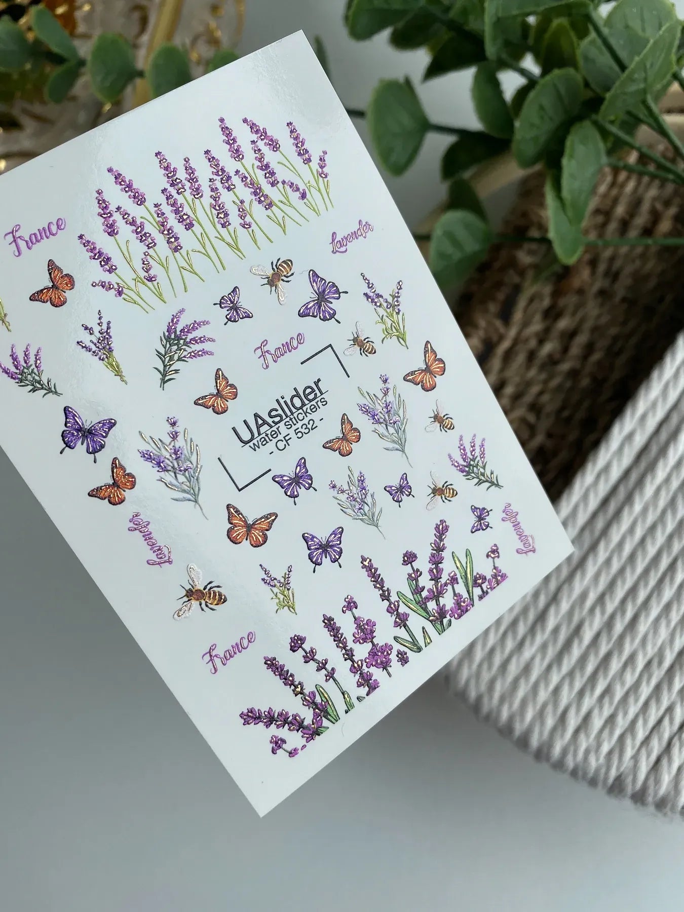 Slider-Design CF 532 | Wasser-Decals mit Goldfolie | Lavender & Provence