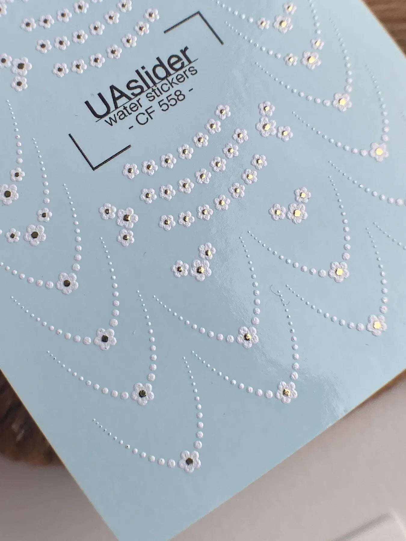 Slider-Design CF 558 | Wasser-Decals mit Goldfolie | Pearl Dots & Mini Flowers