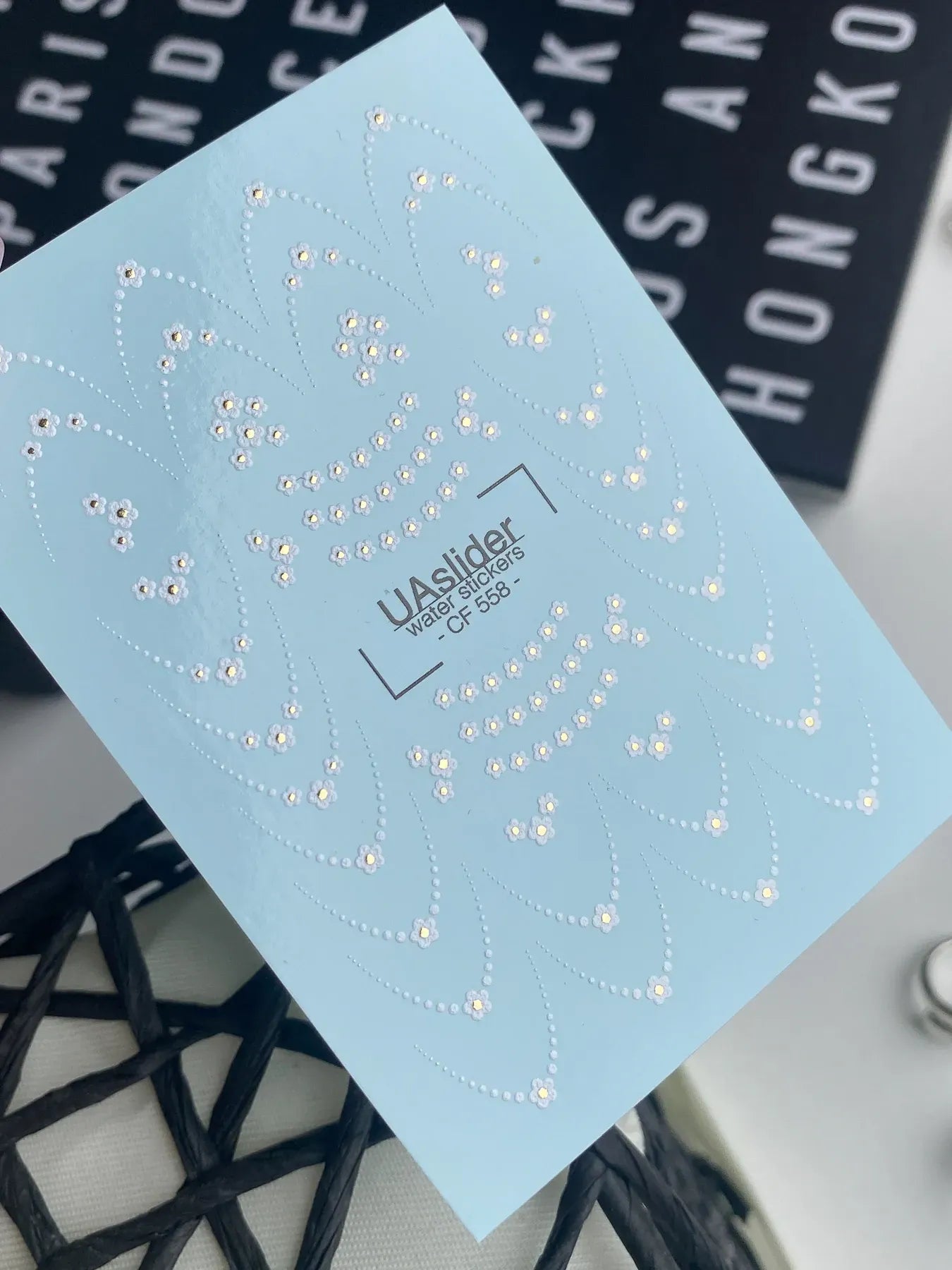Slider-Design CF 558 | Wasser-Decals mit Goldfolie | Pearl Dots & Mini Flowers