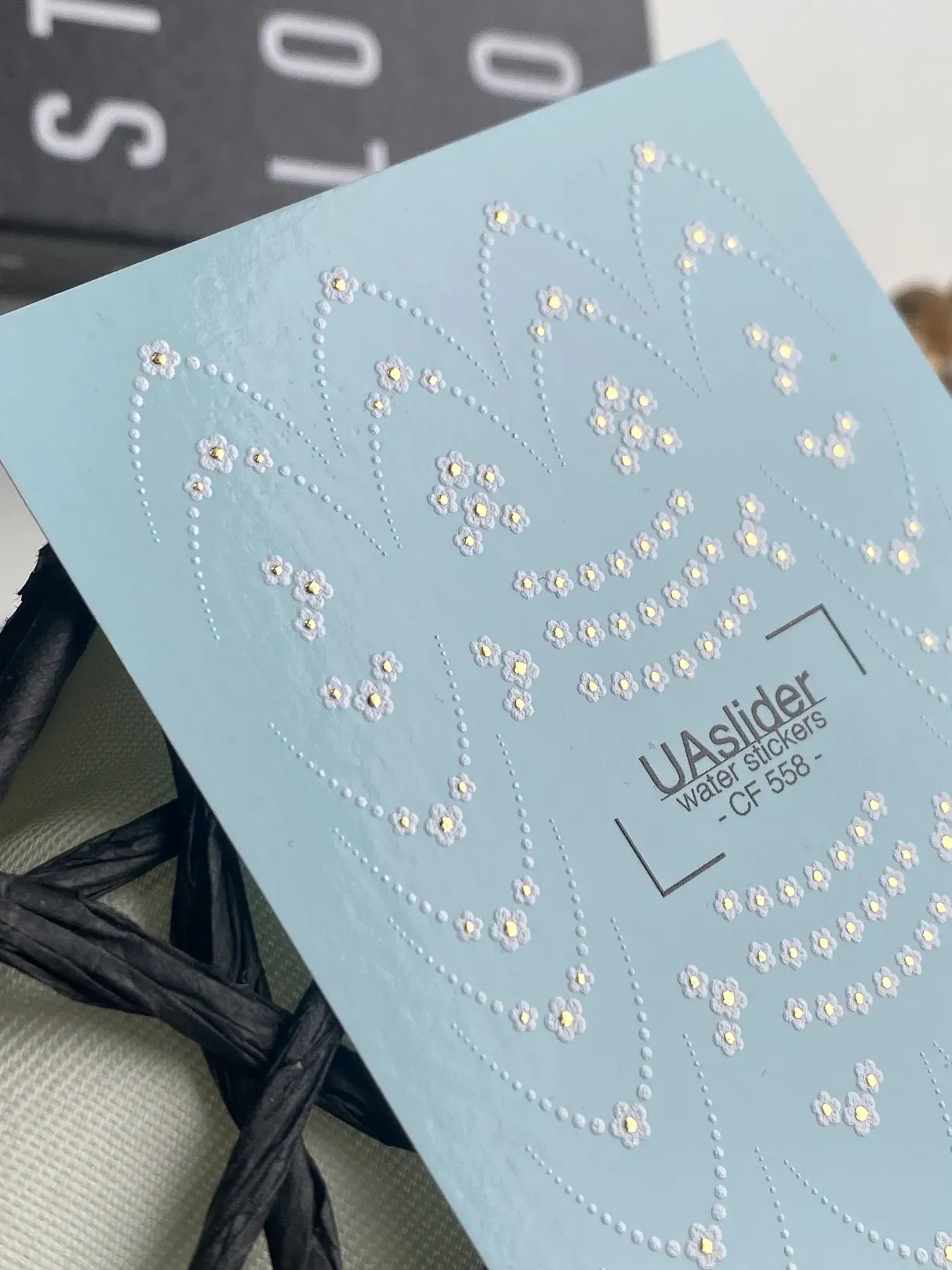 Slider-Design CF 558 | Wasser-Decals mit Goldfolie | Pearl Dots & Mini Flowers