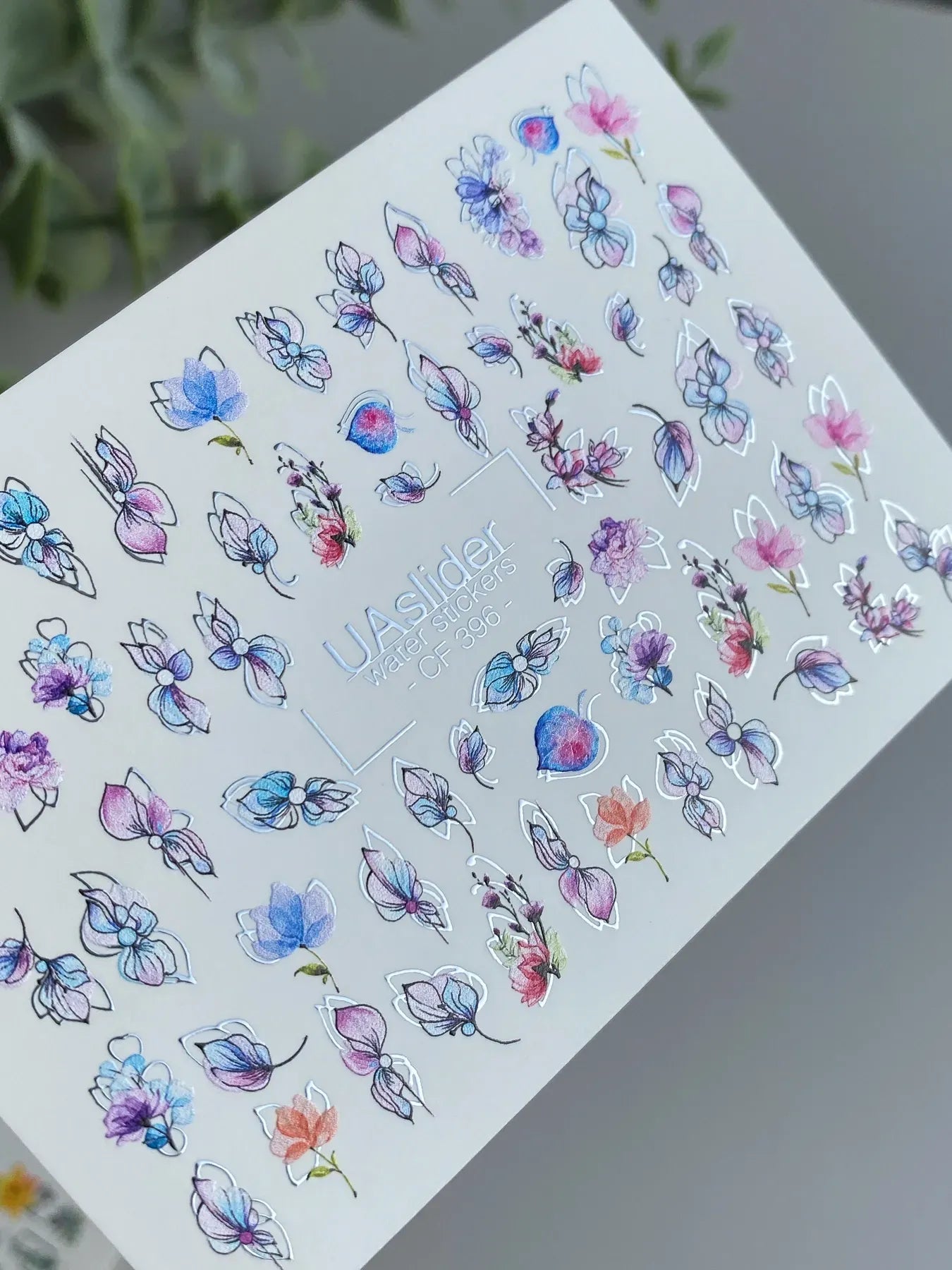 Slider-Design CF 396 | Wasser-Decals | Outline Flowers & Watercolor Effect