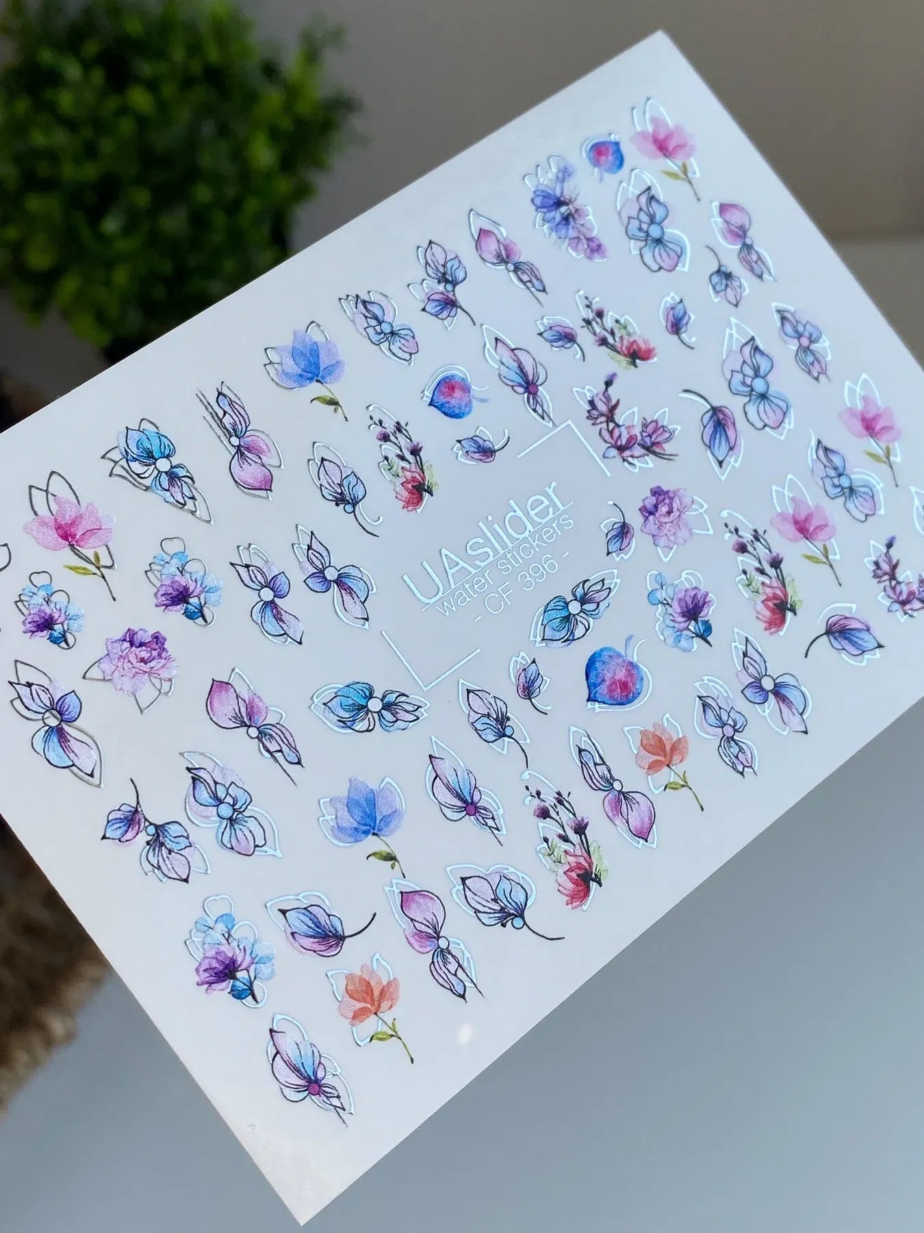 Slider-Design CF 396 | Wasser-Decals | Outline Flowers & Watercolor Effect