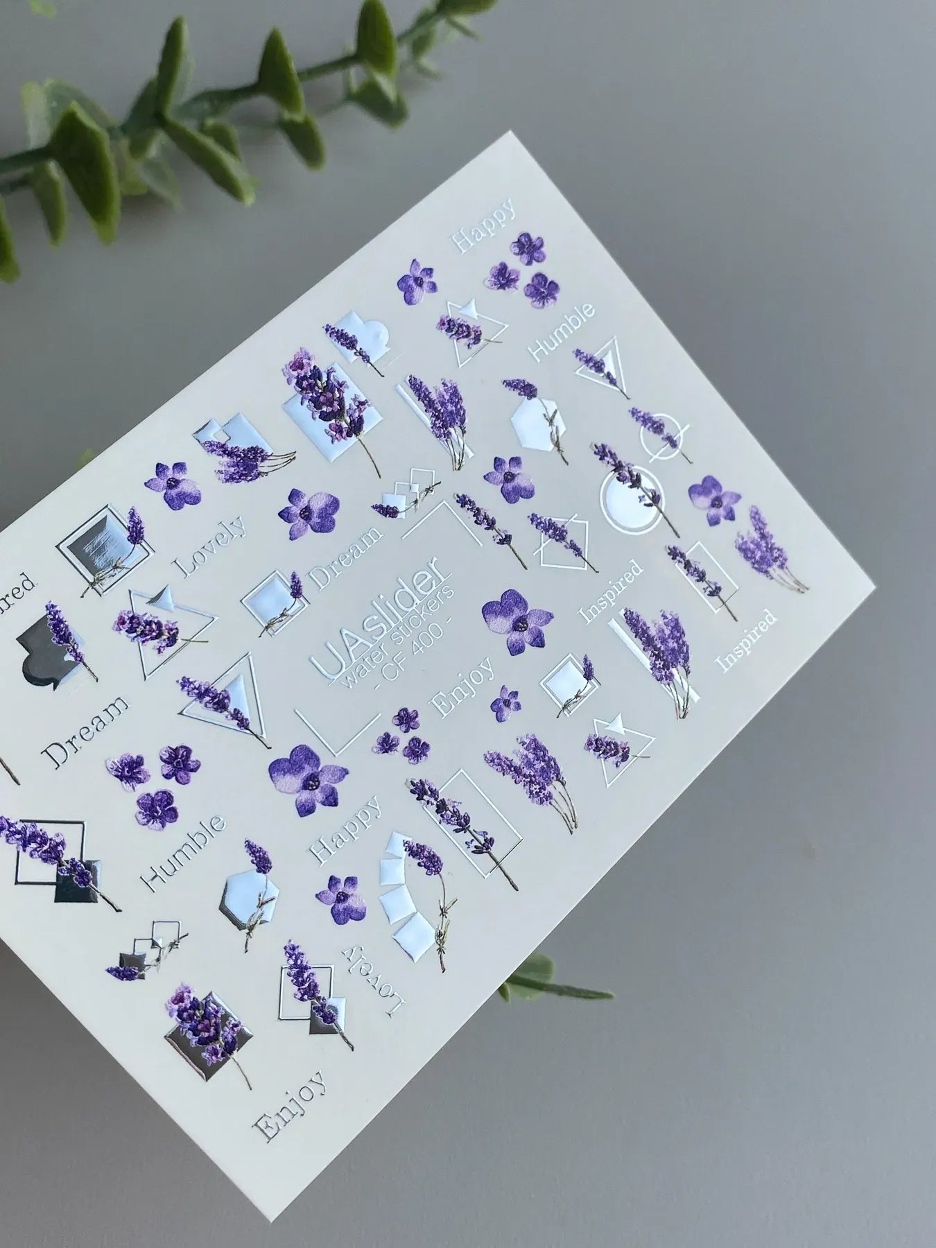 Slider-Design CF 400 | Wasser-Decals | Lavender Quotes & Geometric Frames