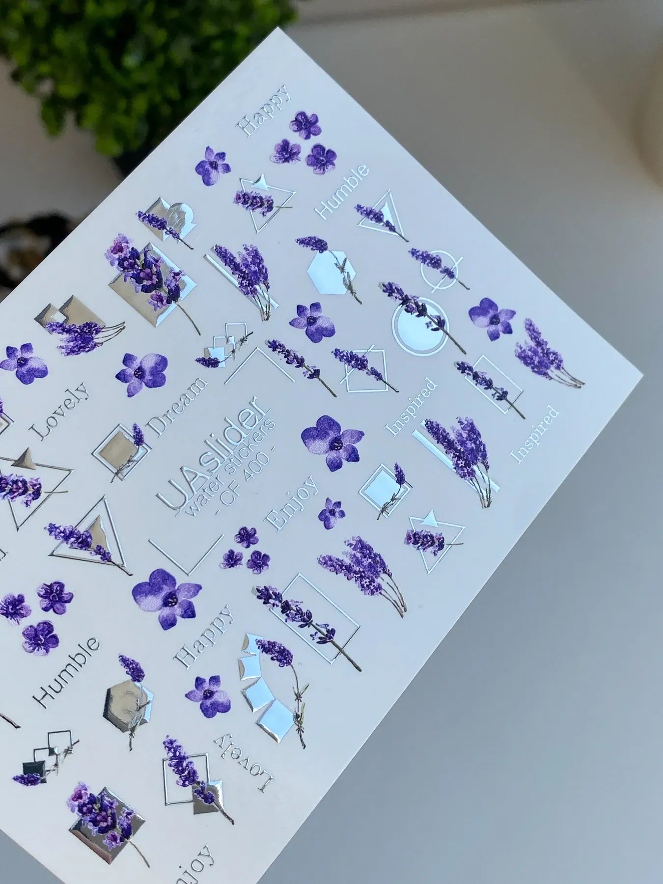 Slider-Design CF 400 | Wasser-Decals | Lavender Quotes & Geometric Frames