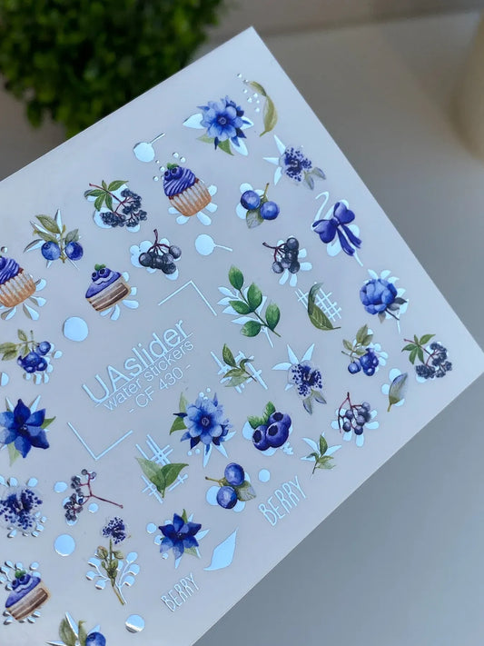 Slider-Design CF 430 | Wasser-Decals | Blueberry & Floral