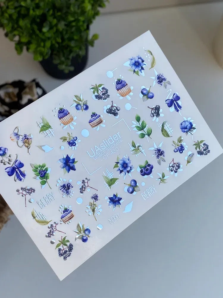 Slider-Design CF 430 | Wasser-Decals | Blueberry & Floral