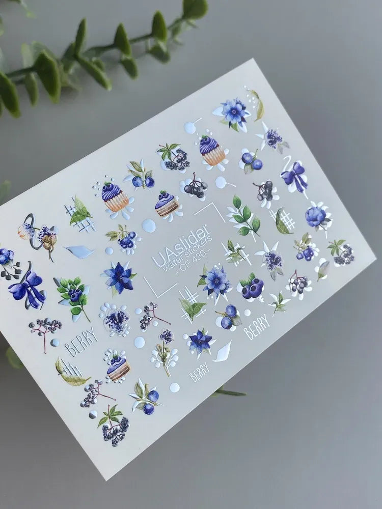 Slider-Design CF 430 | Wasser-Decals | Blueberry & Floral
