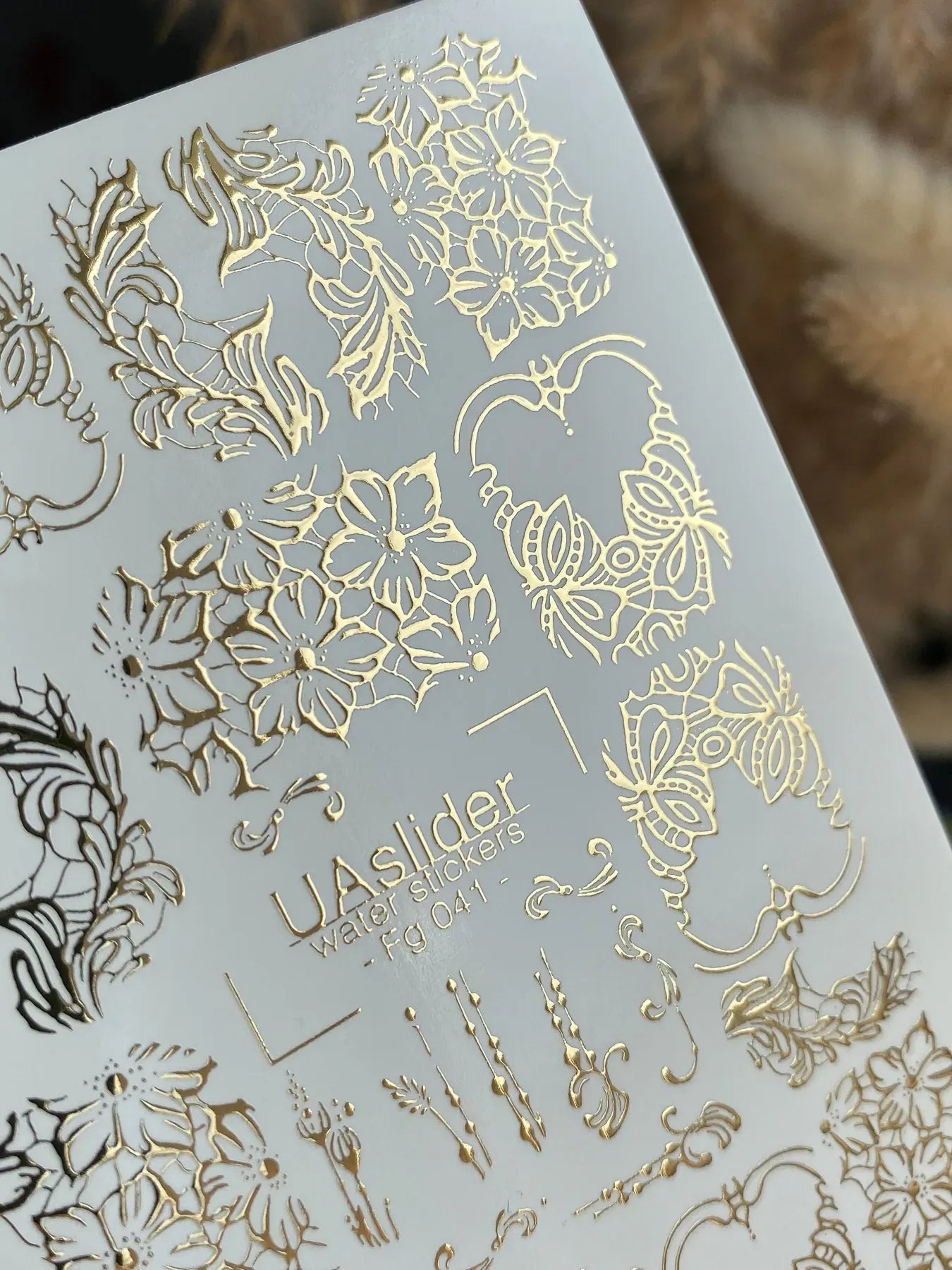 Slider-Design FG 041 | Wasser-Decals mit Goldfolie | Ornamental Lace & Floral Lines