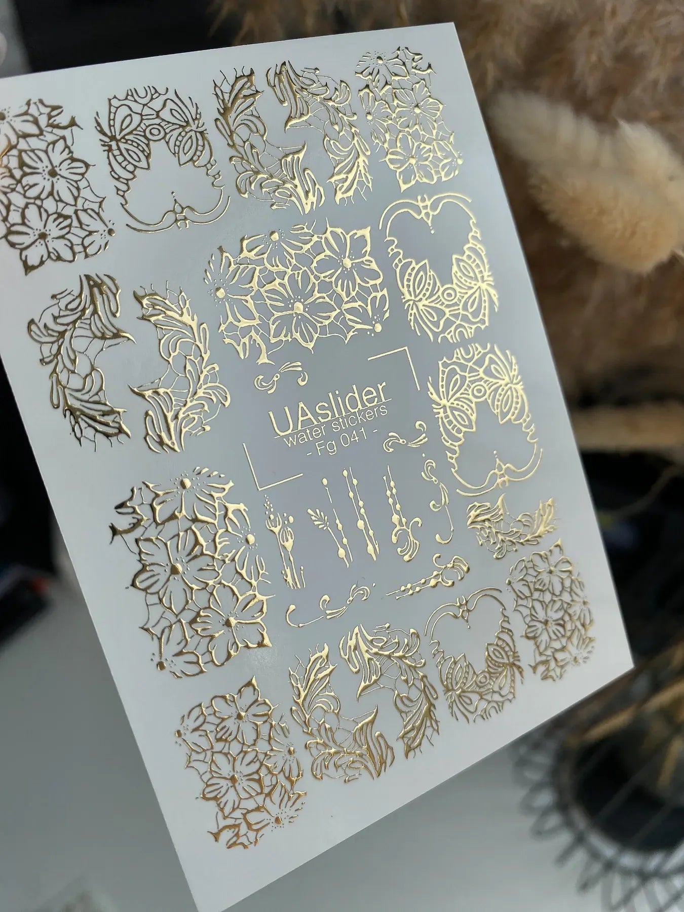 Slider-Design FG 041 | Wasser-Decals mit Goldfolie | Ornamental Lace & Floral Lines