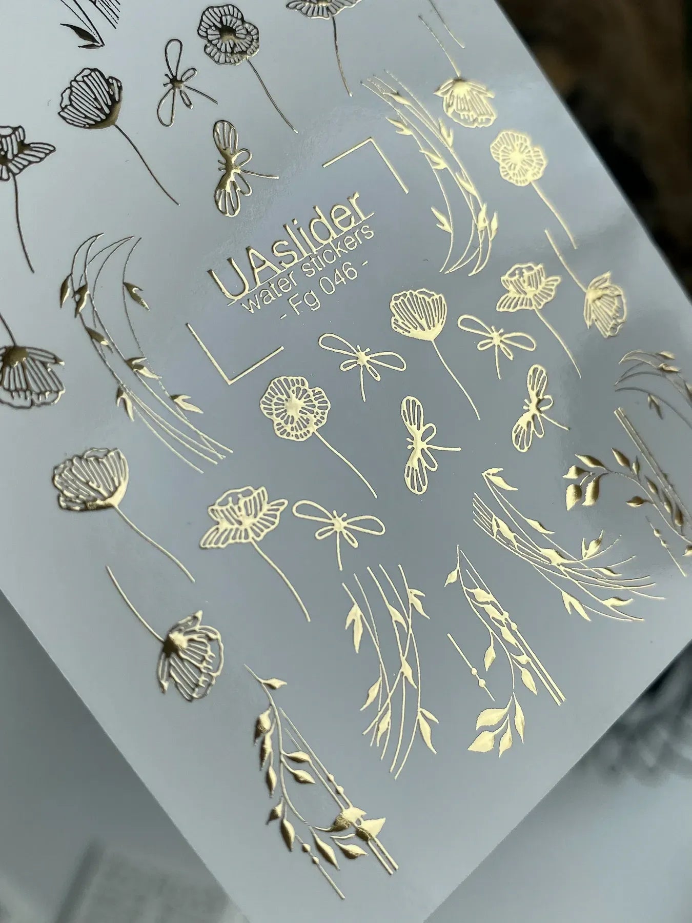 Slider-Design FG 046 | Wasser-Decals mit Goldfolie | Wildflowers & Dragonflies