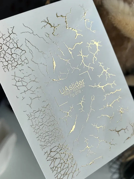 Slider-Design FG 076 | Wasser-Sticker mit Goldfolie | Crackle & Marble Effect